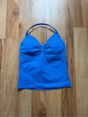 Blue Women’s Tank Top with Halter Strap